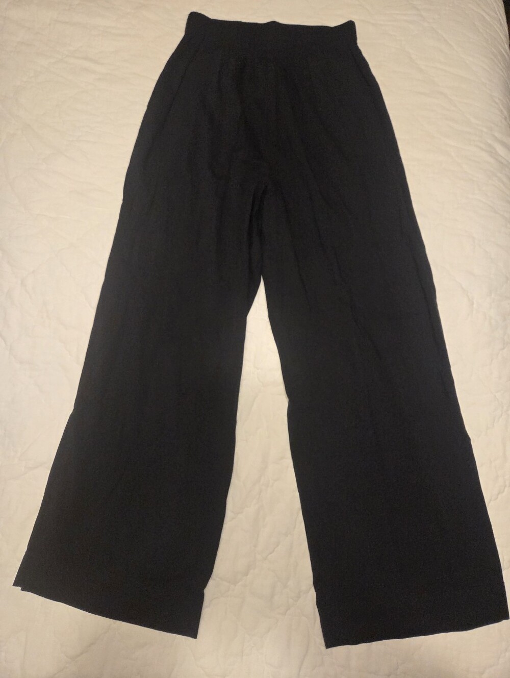 ​NWT Madewell Black Side-Slit Wide Leg Pull-On Pants - Size M